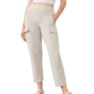 Athleta Endless High Rise Cargo Pants size 10 bone pockets athleisure athletic